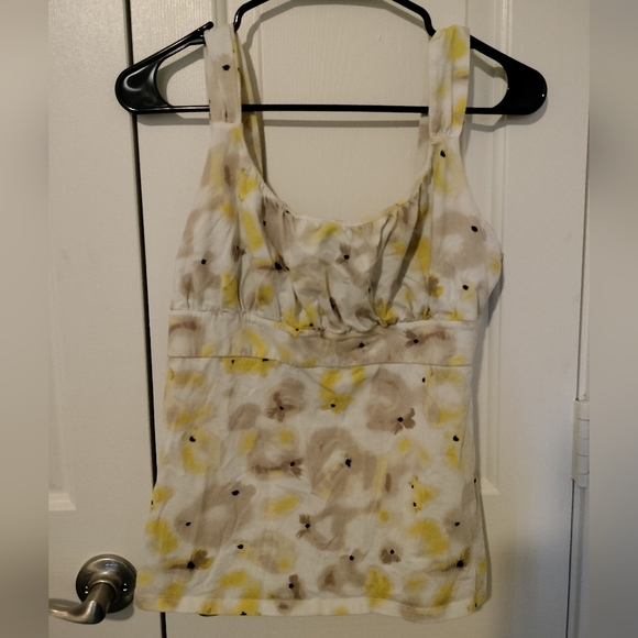 Cute Floral Yellow and Brown Women's Ann Taylor Tank Top - Picture 1 of 3